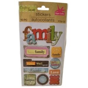 Crafter's Square Dimensional‎ 10 PC Paper Family Themed Stickers Scrapbooking
